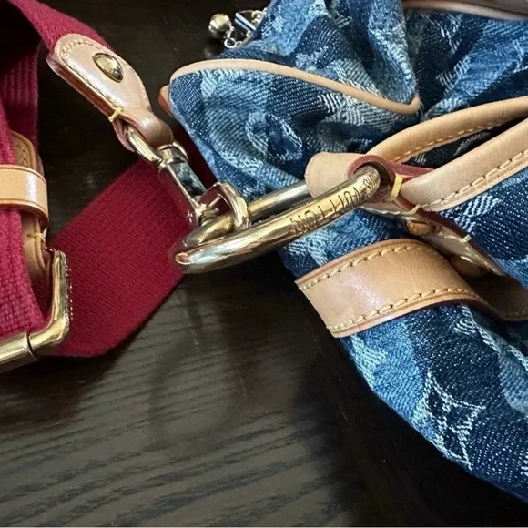 Louis Vuitton Blue Denim and Tan Handbag - Picture 12 of 12